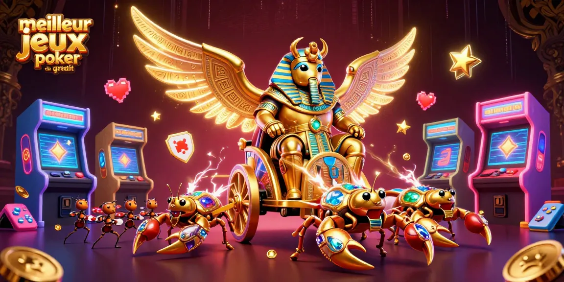 Découvre les meilleurs jeux de poker gratuit à travers une illustration colorée et dynamique.