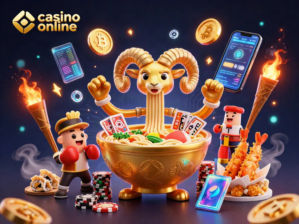Juega en casino online con una escena vibrante de tragamonedas y personajes animados.