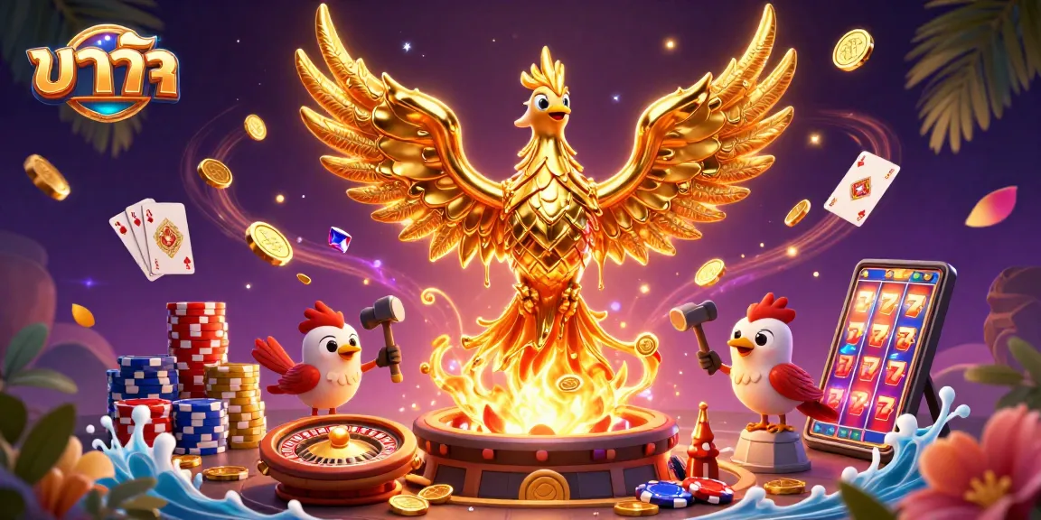 Experience the thrilling game of บาคาร่า with captivating animations of phoenix and coins in motion.