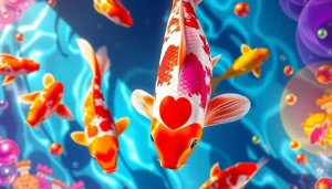 Menggambarkan pengalaman bermain koi800 togel dengan elemen koi yang hidup dan penuh warna.