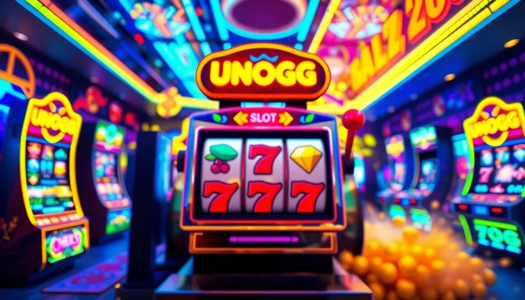 Mainkan Unogg slot game dengan mesin slot cerah dan simbol keberuntungan menarik.