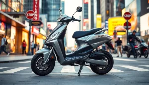 Fahren mit einem 50ccm Roller auf belebten Straßen in der Stadt mit schimmernden Details.