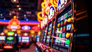 Menangkan jackpot dengan mesin slot yang berwarna-warni di kasino yang meriah.