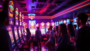 Rasakan pengalaman slot online yang seru dengan mesin warna-warni dan pemain yang terlibat.