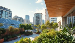 Showcasing sustainable solutions at https://www.unsustainablemagazine.com with eco-friendly designs and urban greenery.