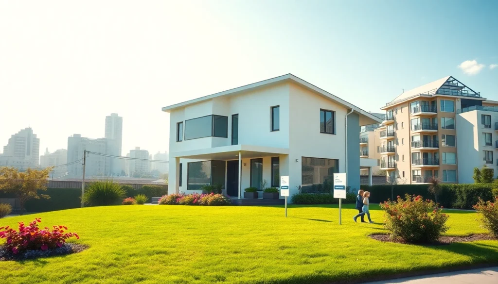 Showcasing a modern house indicative of Real Estate opportunities in an urban setting.