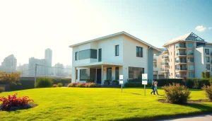 Showcasing a modern house indicative of Real Estate opportunities in an urban setting.