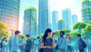 Visualize the impact of technology at https://mohamedmmblog.tech with a vibrant future cityscape.