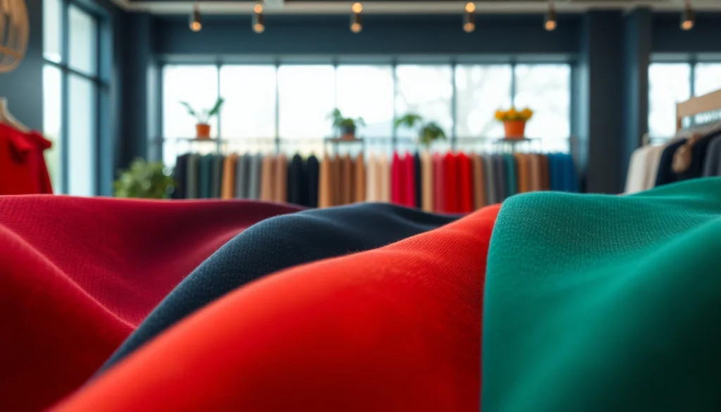 Punta di Roma stoffen in verschillende kleuren, uitgestald in een stijlvolle boutique.