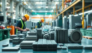 Workers at a ferrite magnets manufacturer in china examining high-quality magnets.