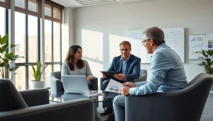 Professional consultation on SMSF set up in a modern financial office.