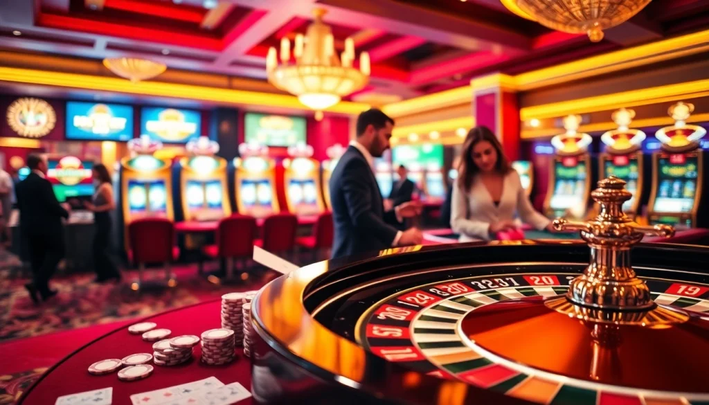 Players enjoying the thrill of 12bet casino games at a vibrant casino table.