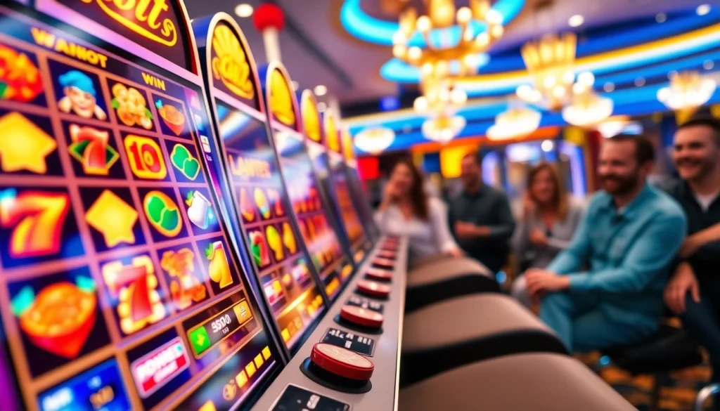 Permainan slot petanitoto dengan simbol cerah dan suasana kasino yang meriah