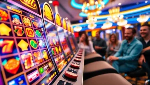 Permainan slot petanitoto dengan simbol cerah dan suasana kasino yang meriah