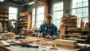 Engaged carpenter showcasing skills in a workshop during a Carpentry Apprenticeship Near Me.