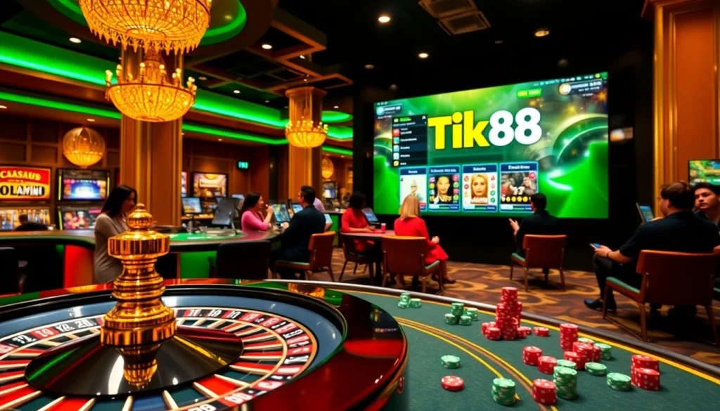 Trải nghiệm trò chơi đầy hồi hộp với Tik 88 khi người chơi tham gia tại bàn casino sống động.