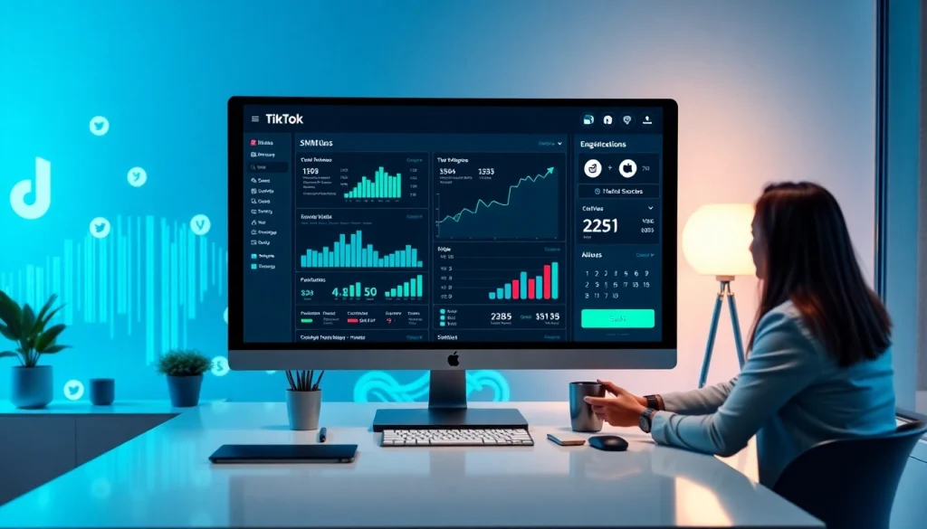 TikTok SMM panel interface showcasing user engagement with dynamic analytics.