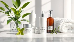 Grundläggande hudvård för känslig hud med lugnande och naturliga produkter.