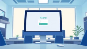 Atera login page displayed on a computer screen in a secure tech environment.
