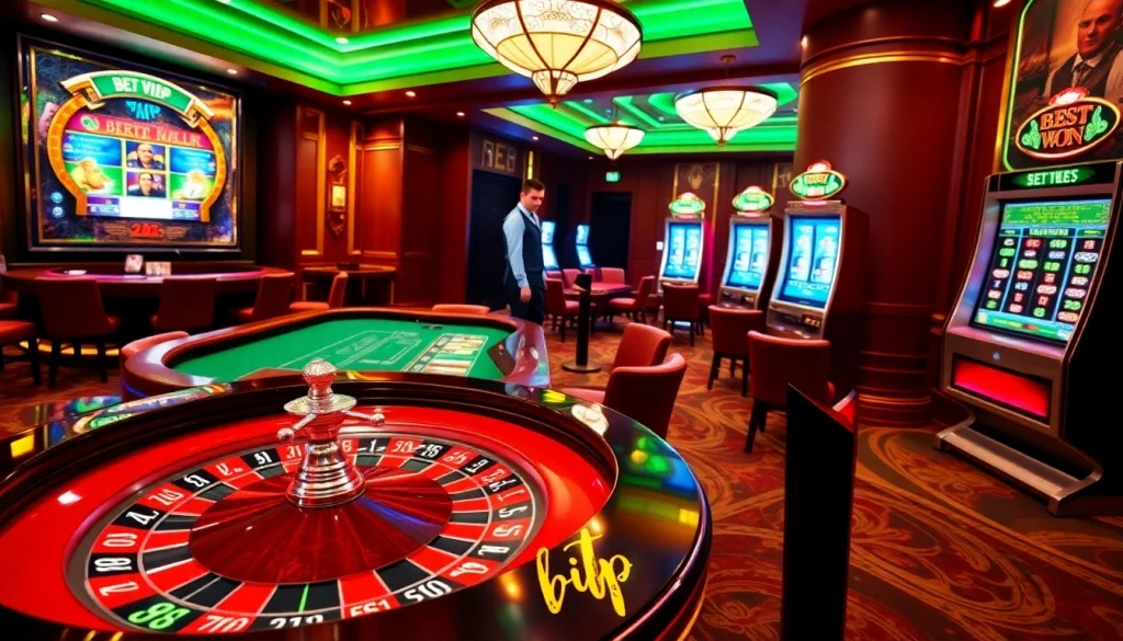 Trải nghiệm cảm giác cược trực tiếp đầy phấn khích tại Bet VIP với không gian casino sang trọng.