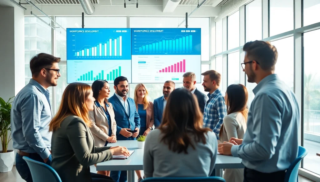 Enhancing workforce development through collaboration in a modern office environment.