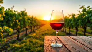 Enjoying fine wine at a scenic winery Sacramento, with lush vineyards and sunset views.