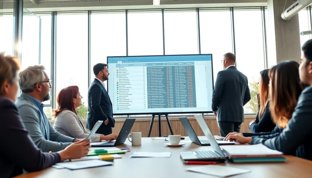 Find competitor customer list through professionals discussing data in a modern office.