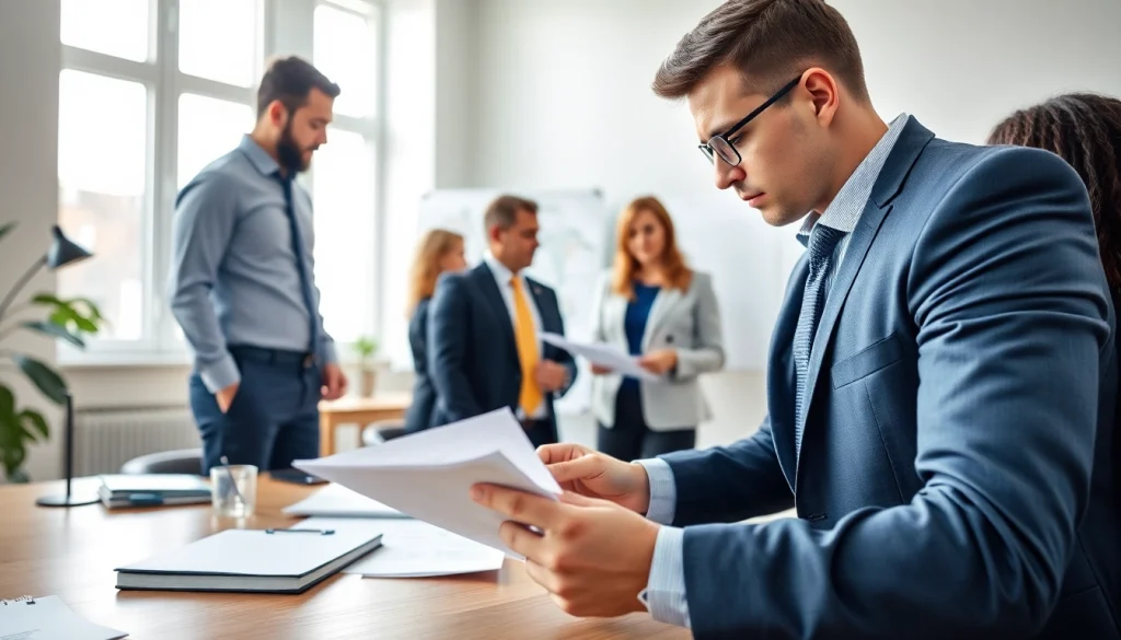 Engaged team discussing Collections Litigation Management strategies in a professional office environment.