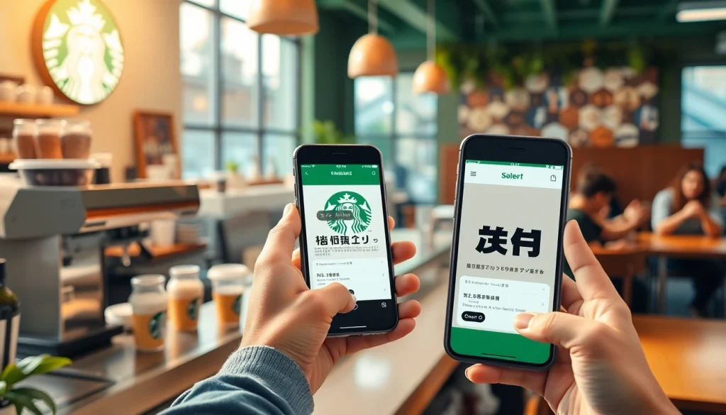 스타벅스 모바일쿠폰을 활용하는 고객의 모습과 바리스타가 음료를 만드는 장면을 보여줍니다.