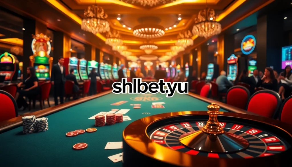 Engaging scene of high-stakes gambling at shbet.you casino with poker chips and vibrant cards.