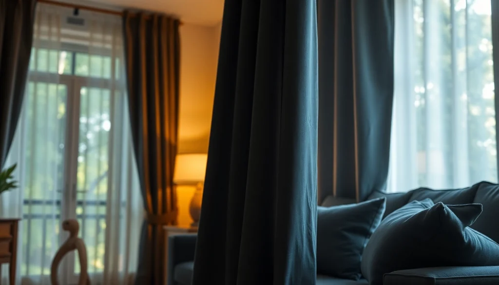 Verduisterende gordijnen die een stijlvolle uitstraling geven aan een moderne woonkamer.