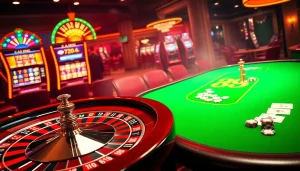 Players enjoying the thrill of chance at the 789 club casino with vibrant slot machines and poker tables.