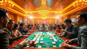 Mahjong Ways 2 game in action at a luxurious casino table, surrounded by excited players.