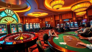 Experience the excitement of Gopay88 Daftar with players enjoying dynamic gambling at casino tables and slots.