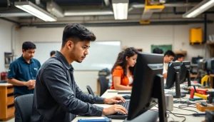 Students engaged in hands-on learning at trade schools oahu, showcasing a vibrant educational atmosphere.