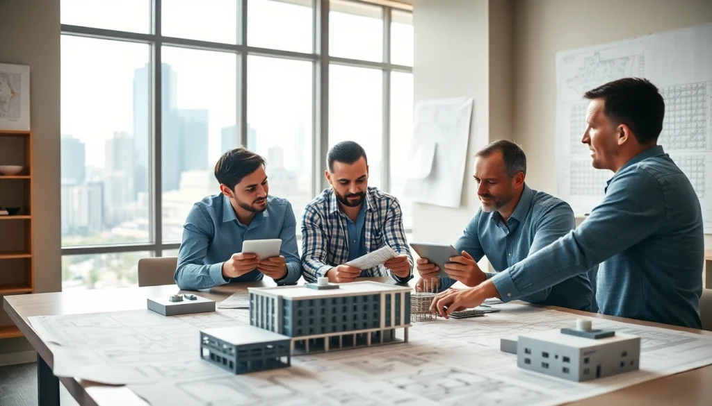 Texas association of builders team collaborating on construction plans.